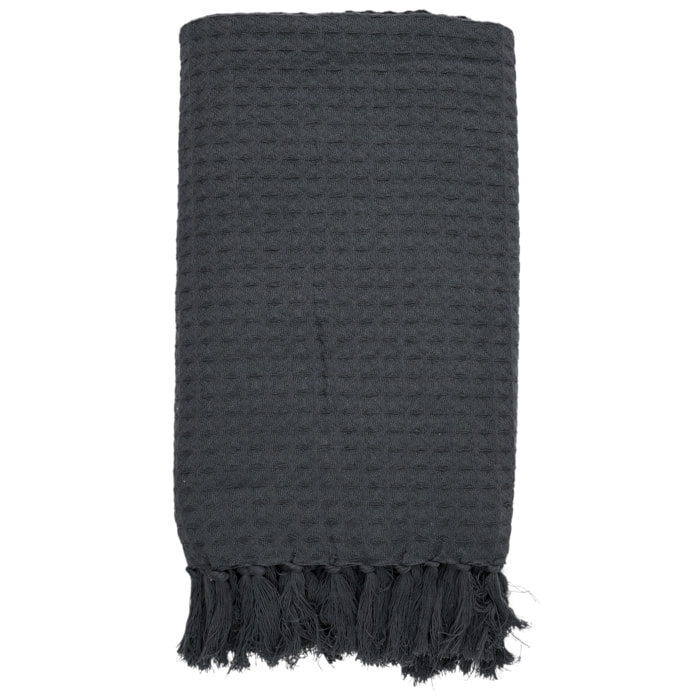 Jeté de Canapé - HOME DECO FACTORY - Gaufré - Gris Anthracite - 130 x 160 cm