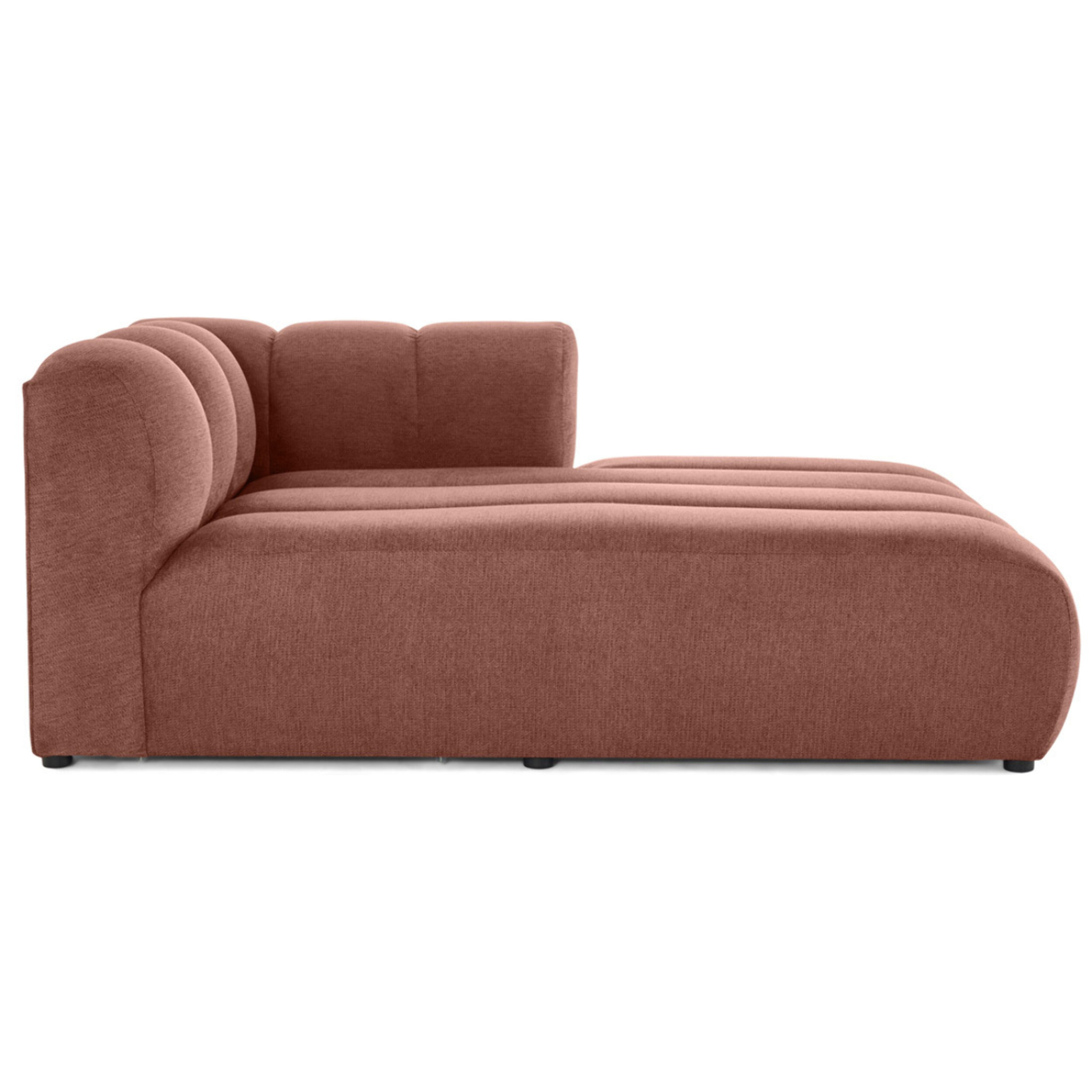 Debbie - module d'assise méridienne droit en tissu texturé - Rose