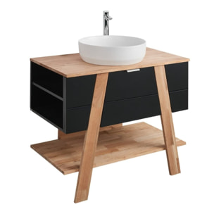 Meuble de salle de bain sous lavabo Naturel Home 80x73x46 cm, noir  (HOMEUMDC)