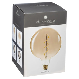 Ampoule LED "Globe" ambrée - filament torsadé E27 D20 cm