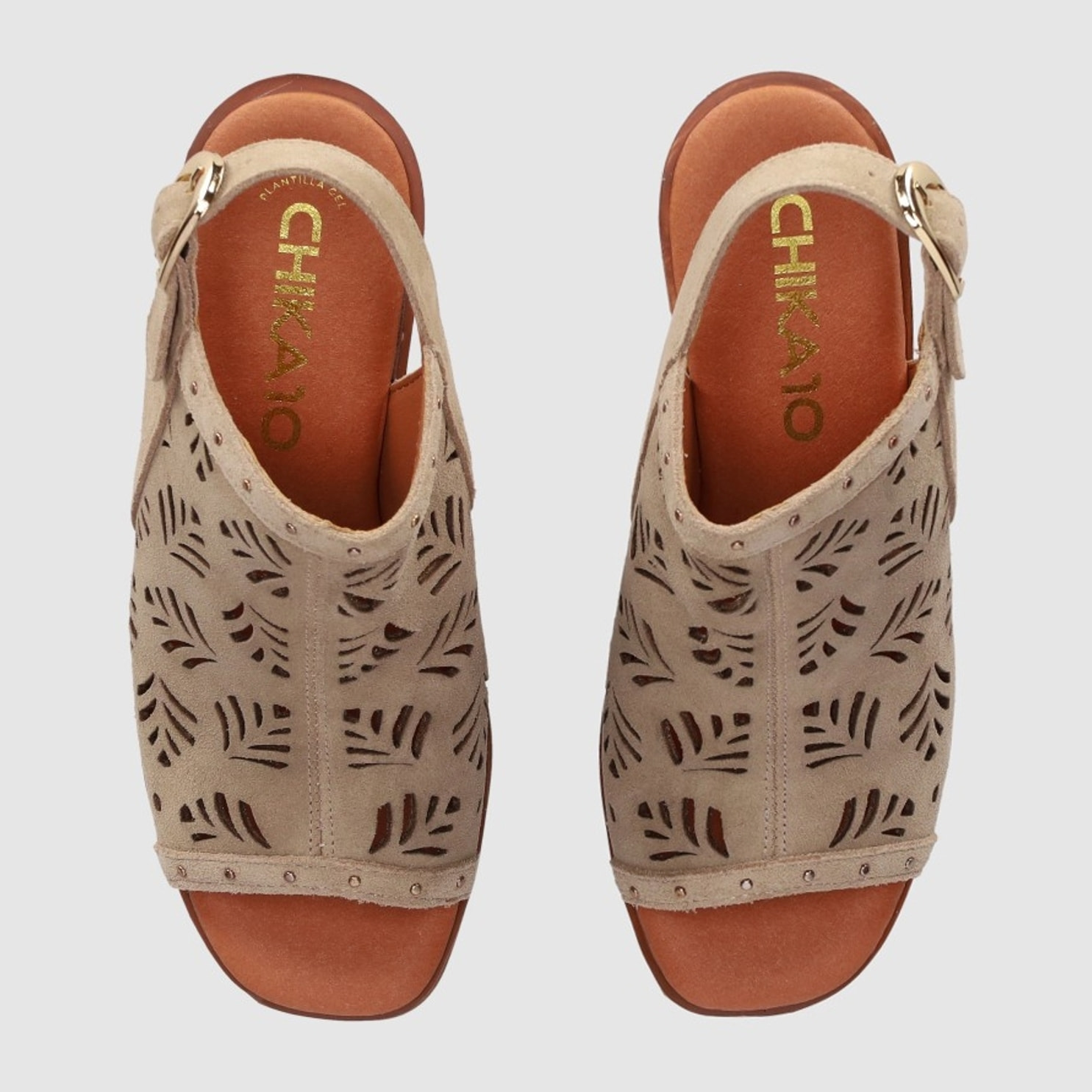 Sandalias de Serraje - Piedra - Tacón: 6 cm