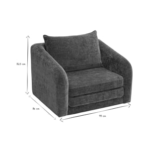 Fauteuil convertible en tissu effet velours texturé vert kaki MAHAUT