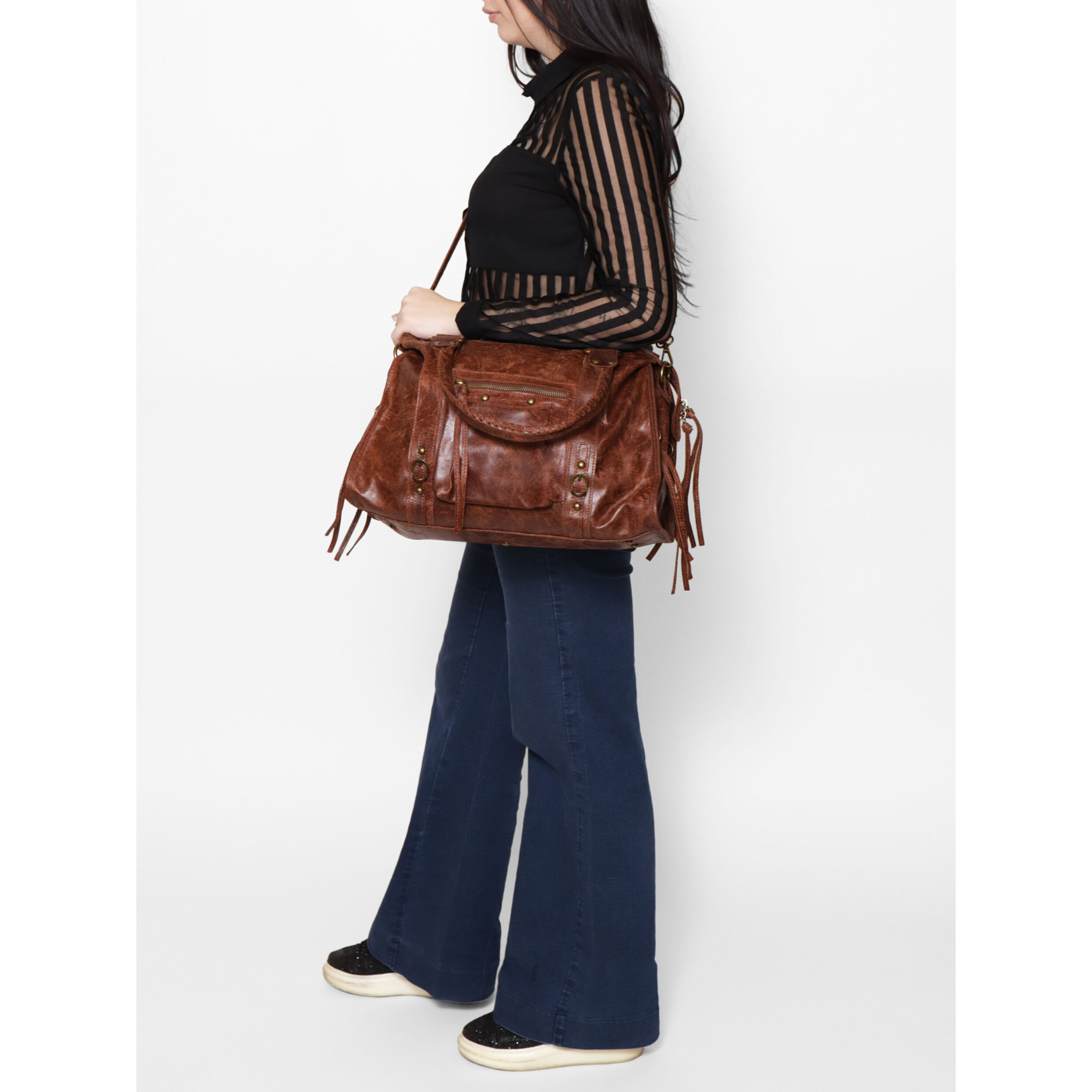 Borsa a spalla da donna - Modello Elara - Vera pelle - 41.0 x 28.0 x 13.0 cm