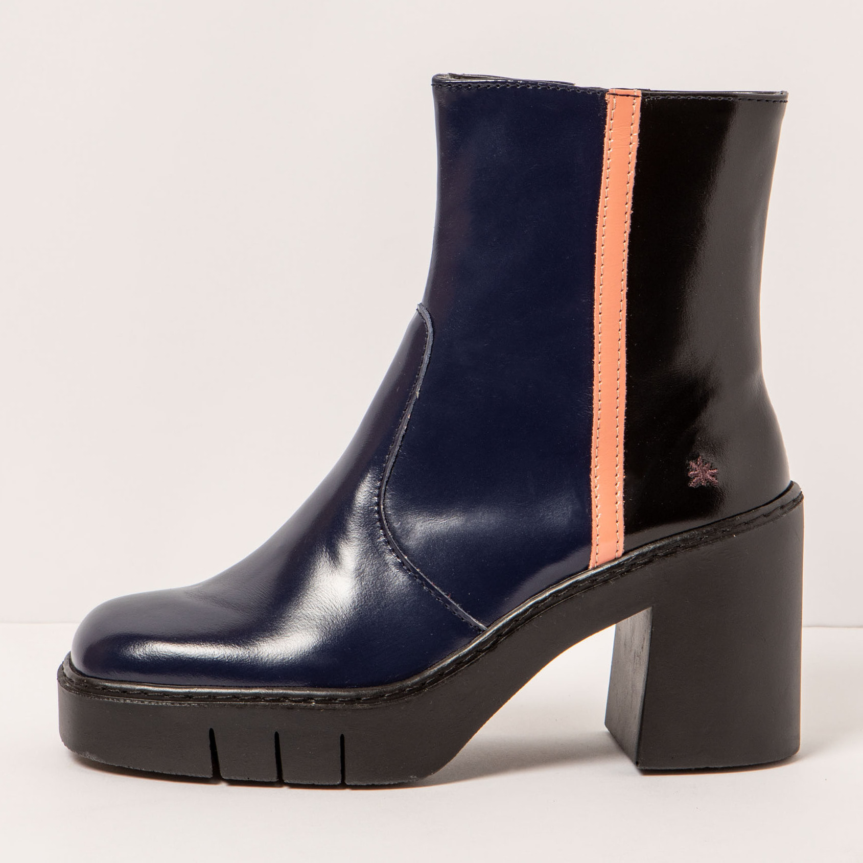 Botines con tacón 1974 NAPPA SHINNY NAVY-BLACK/BERNA color Navy-black