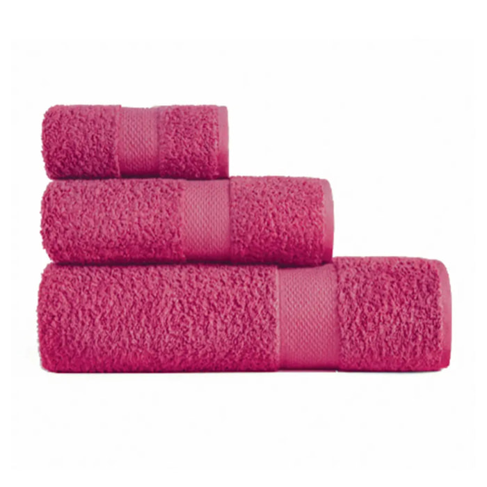 Set 3 asciugamano spugna cotone 100% Made in Italy. Ospite + Salvietta + Telo. Colore FUCSIA