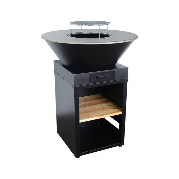 Brasero barbecue Ø81.5cm avec grille de cuisson et espace de rangement