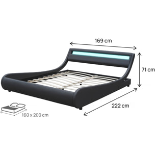 Lit LED "Natacha" - 160 x 200 cm - Noir