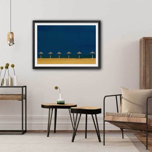 Poster horizon bleu Affiche sous cadre noir