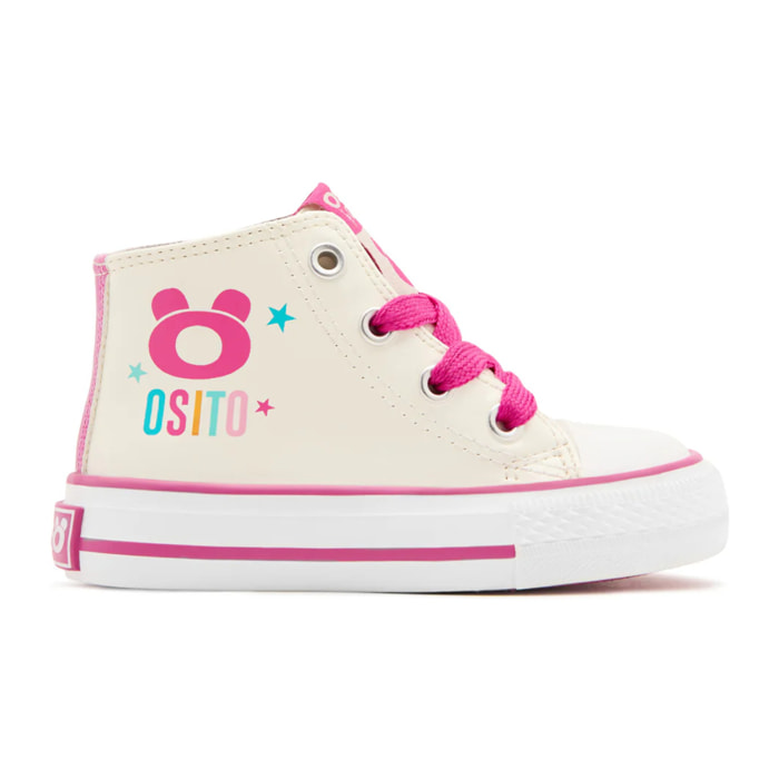 Zapatillas Bota Infantiles Osito con Cordones Rosas