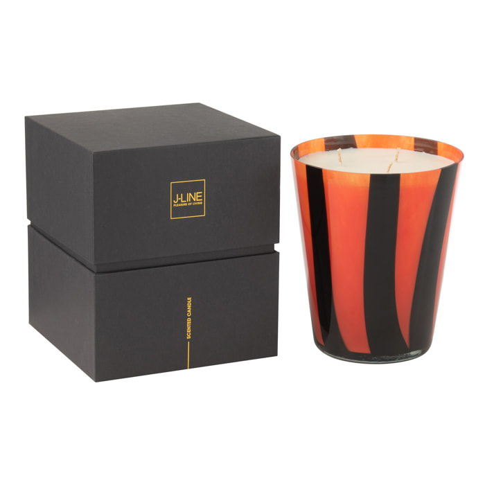 J-Line bougie parfumée Noa Lignes - Wild Protea & Rhubarb - verre - orange - large - 95H