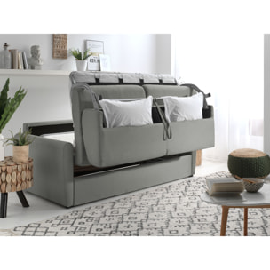 Ari - Canapé 3 places convertible - couchage quotidien - matelas 12 cm - en tissu - Gris clair