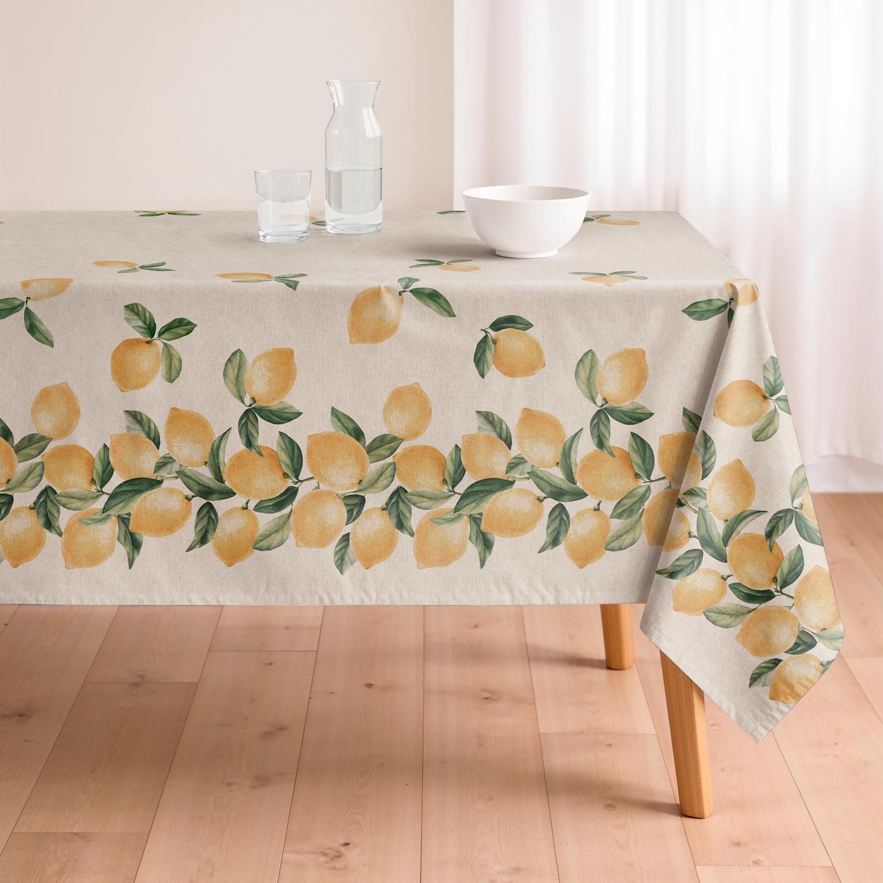 Nappe imprimée anti-taches JAUNE CITRON