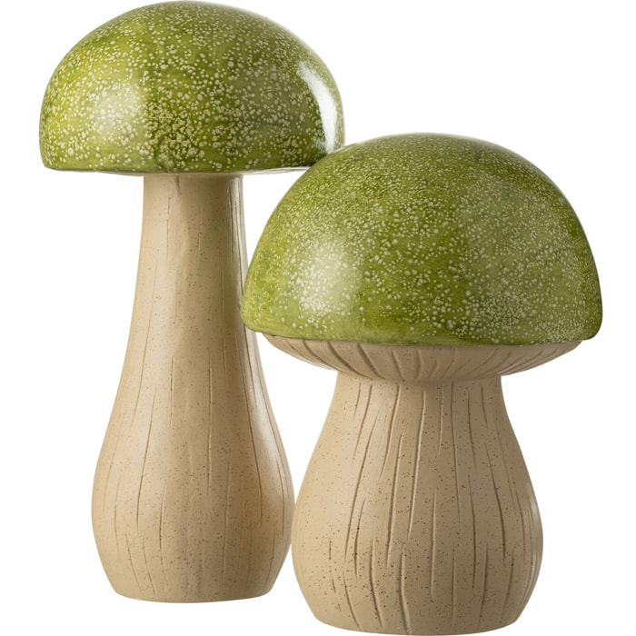 J-Line décoration Champignon Extérieur - polyrésine - vert - 2 pièces