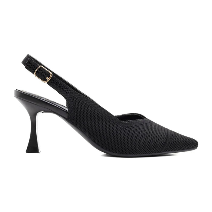 Slingback microintrecciata con tacco 7.5 cm - NERO