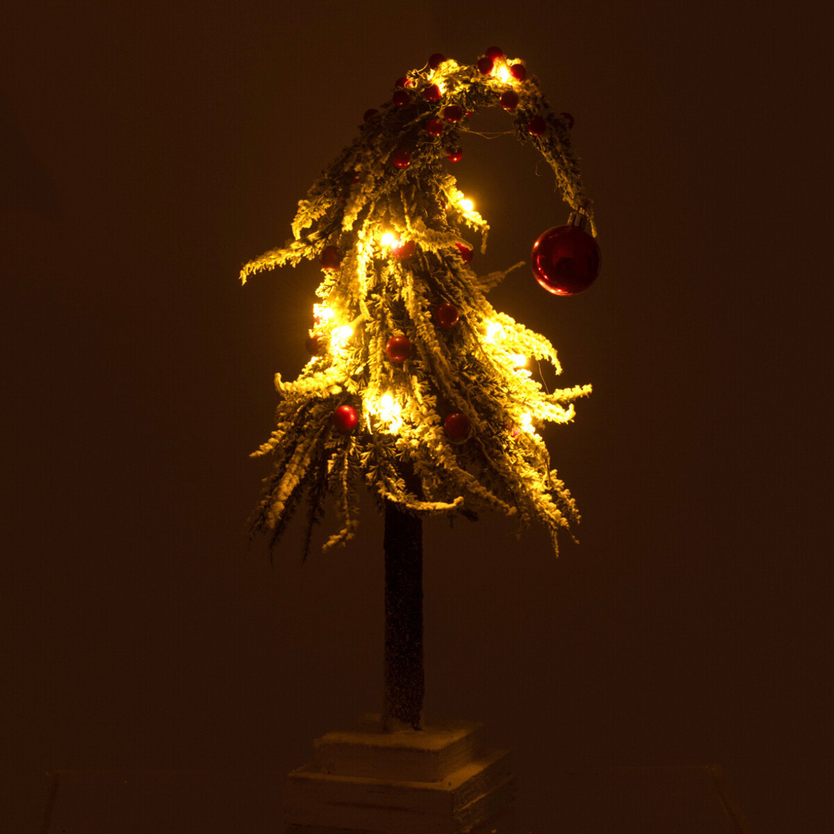 J-Line décoration sapin De Noël Bonnet Neige - plastique - vert/rouge - small - LED