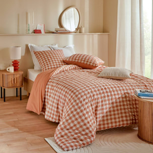 Parure de lit imprimée Vichy 240x220cm terracotta