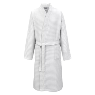 Peignoir homme pur coton 240 g/m² nid d'abeille blanc Detente neige