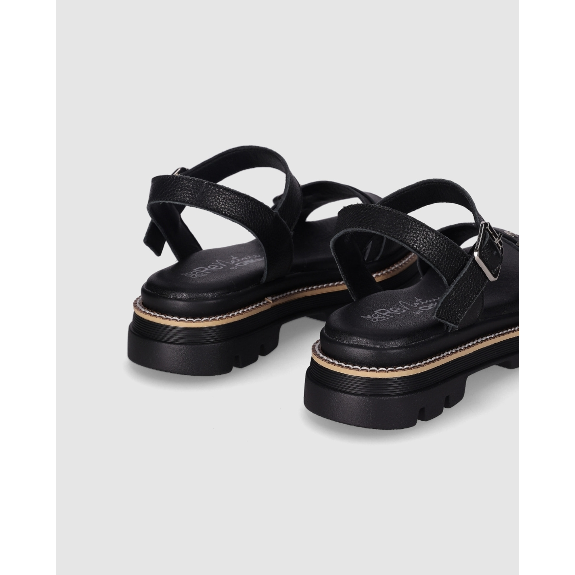 Sandalias de Piel - Negro - Tacón: 3 cm