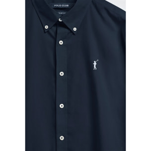 Camicia in popeline blu marino con logo Rigby Go ricamato