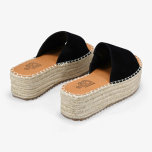 Sandalias pala negras de piel con esparto