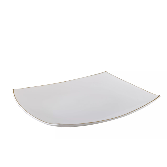 Plat rectangulaire bord doré 35x25 cm