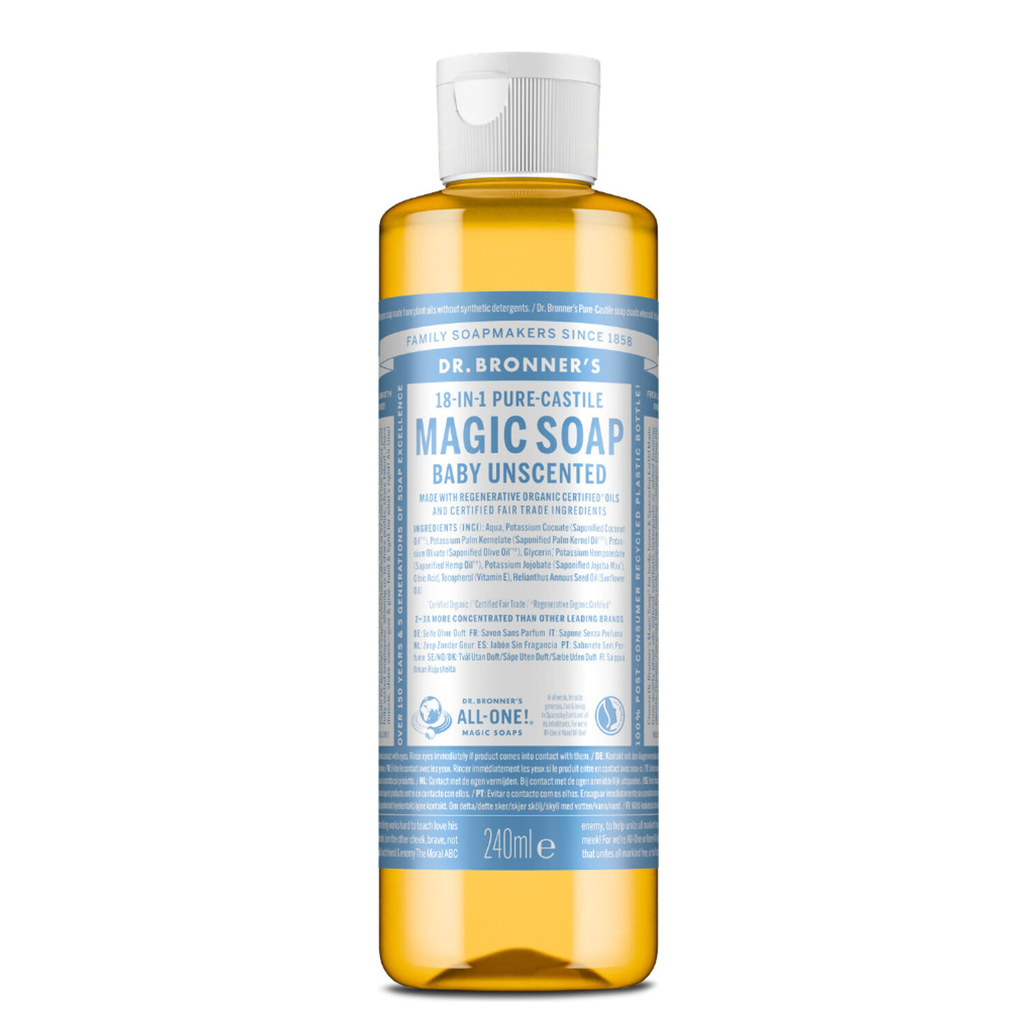 Non Parfumé - Savon de Castille Liquide Naturel 18-en-1