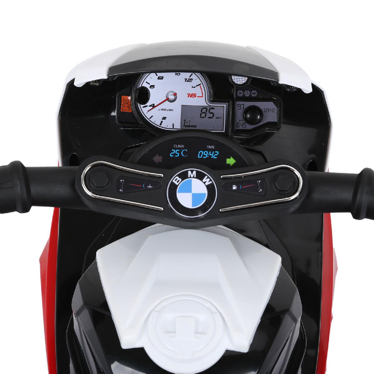 Moto électrique pour enfants 3 roues 6 V 2,5 Km/h effets lumineux et sonores rouge BMW S1000 RR