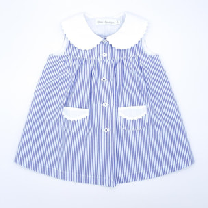 Vestido cuello bebé raya azul