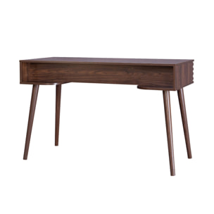 Bureau effet bois 2 tiroirs MADERE noyer. 1 casier. façade rainurées. 120 x 55 x 76.5 cm