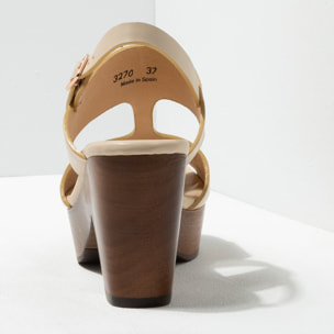 Sandalias con tacón S3270 RESTORED SKIN CREAM/ ST.LAURENT SANDAL color Cream