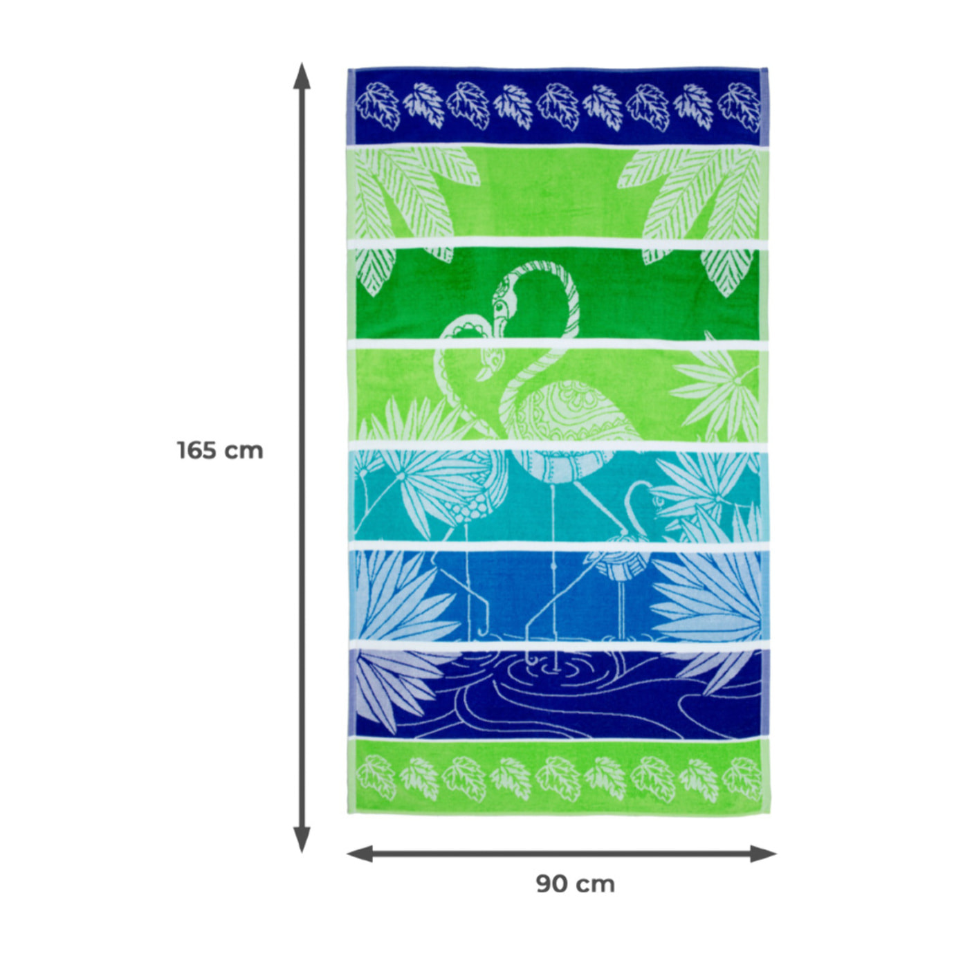 Telo Mare Spugna Jacquard Spiaggia Disegno Flamingo Family