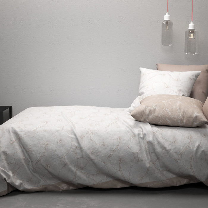 Parure Housse De Couette 3pcs 100% coton Lyocell 57fils Plage Revers.