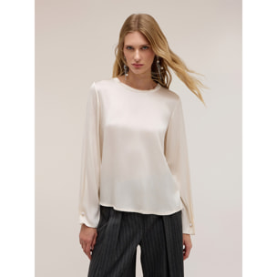 Motivi - Blusa con gemelli a perla The Tailoring Lab - Bianco