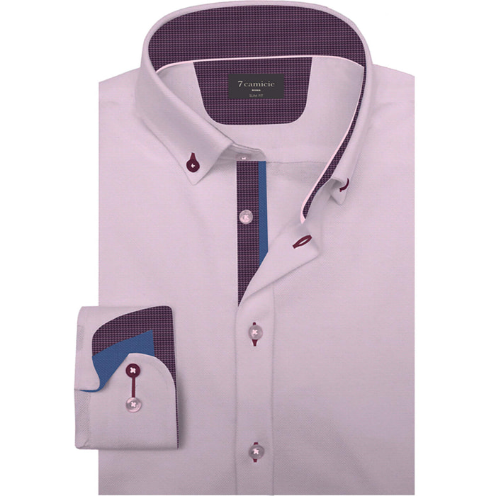 Camicia Uomo Botton Down Slim Oxford unito Rosa