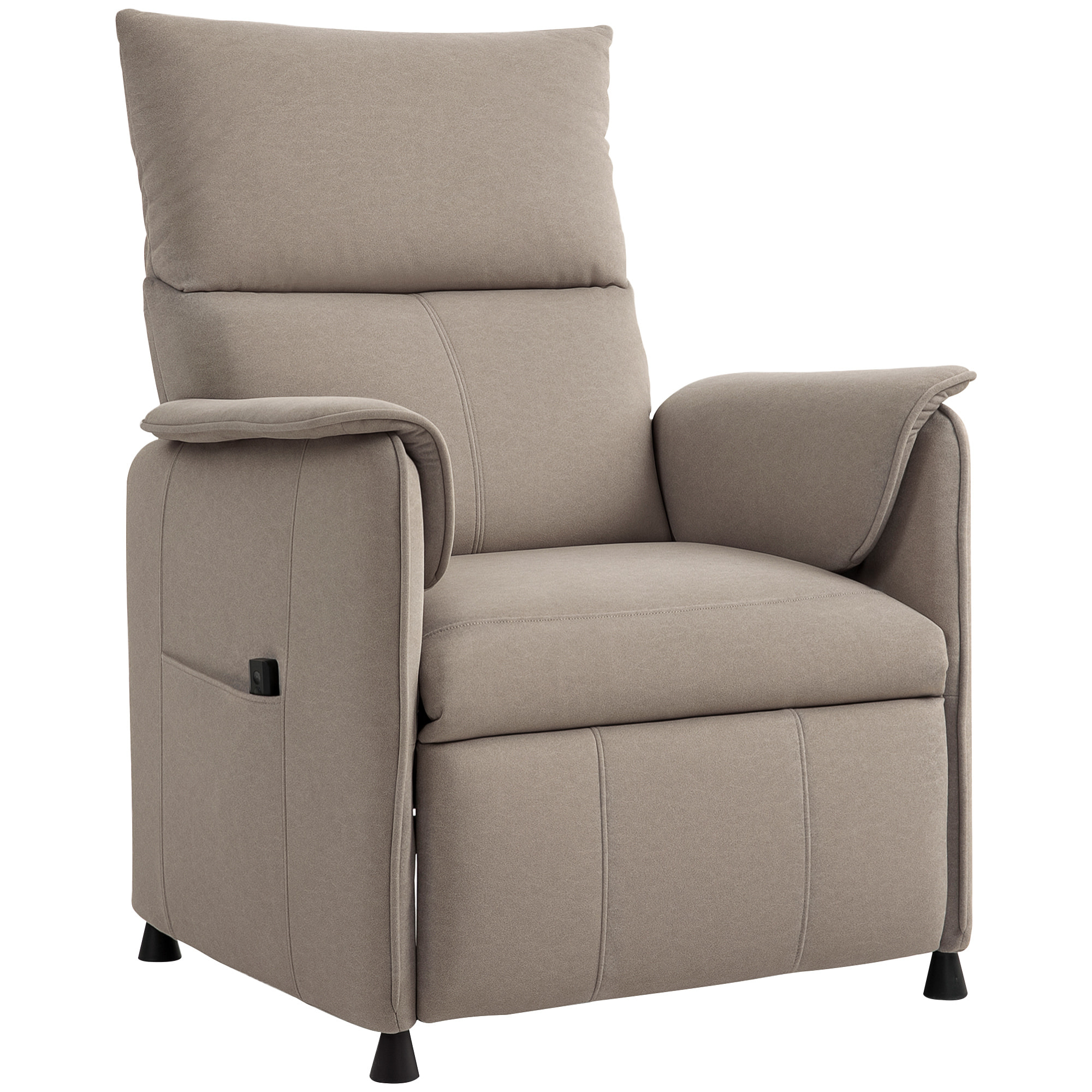 Fauteuil relax électrique inclinable repose-pieds rétractable télécommande velours marron