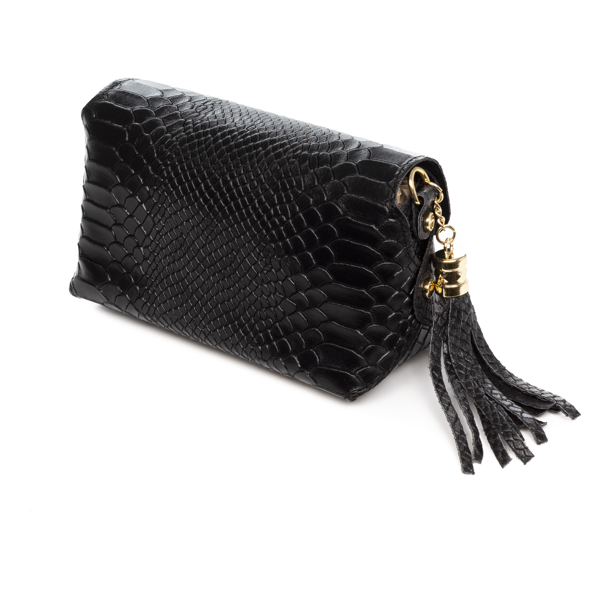 Amblar borsa a tracolla donna. Pelle autentica camoscio stampato serpente.