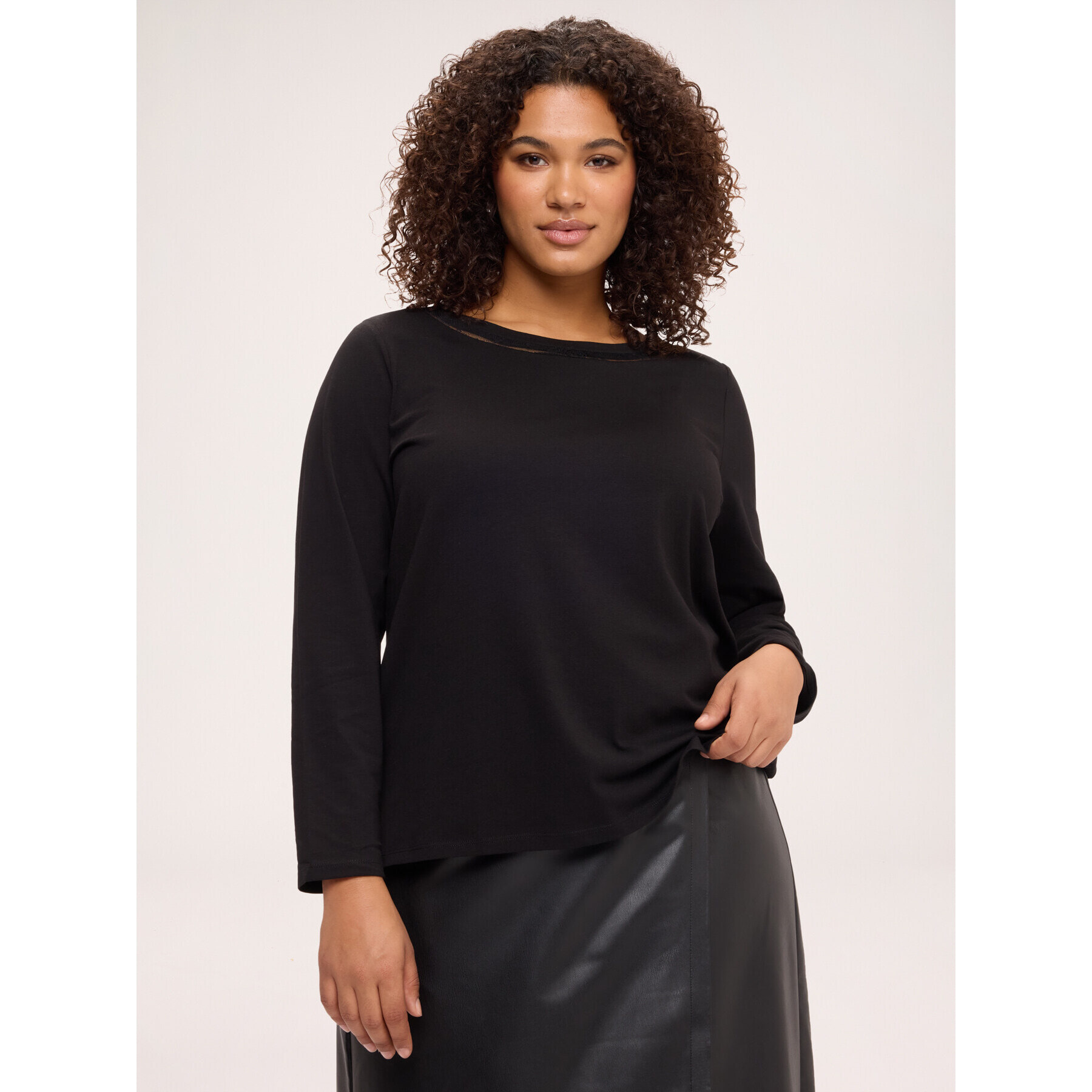 Fiorella Rubino - T-shirt in cotone con dettaglio in pizzo - Nero