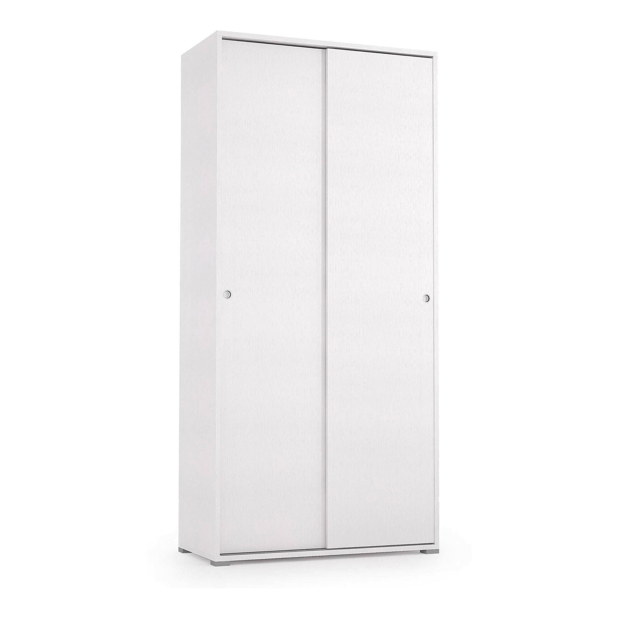 Guardaroba Dalia, Armadio a 2 ante scorrevoli e 4 ripiani, Mobile moderno multiuso per camera da letto, 100% Made in Italy, Cm 90x45h195, Bianco