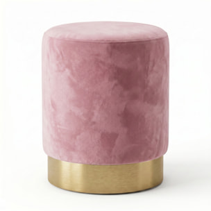 Pouf cilindrico in velluto con base dorata, sgabello imbottito elegante e resistente, seduta compatta salvaspazio, ideale per salotto camera ingresso e toeletta, design moderno glamour e versatile