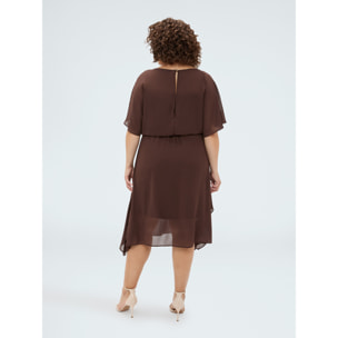 Fiorella Rubino - Vestito in georgette con orlo asimmetrico - Marrone