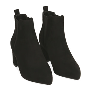 Ankle boots neri in microfibra, tacco 6 cm