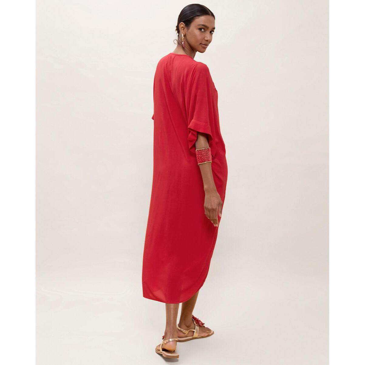 Abito midi in lino annodato