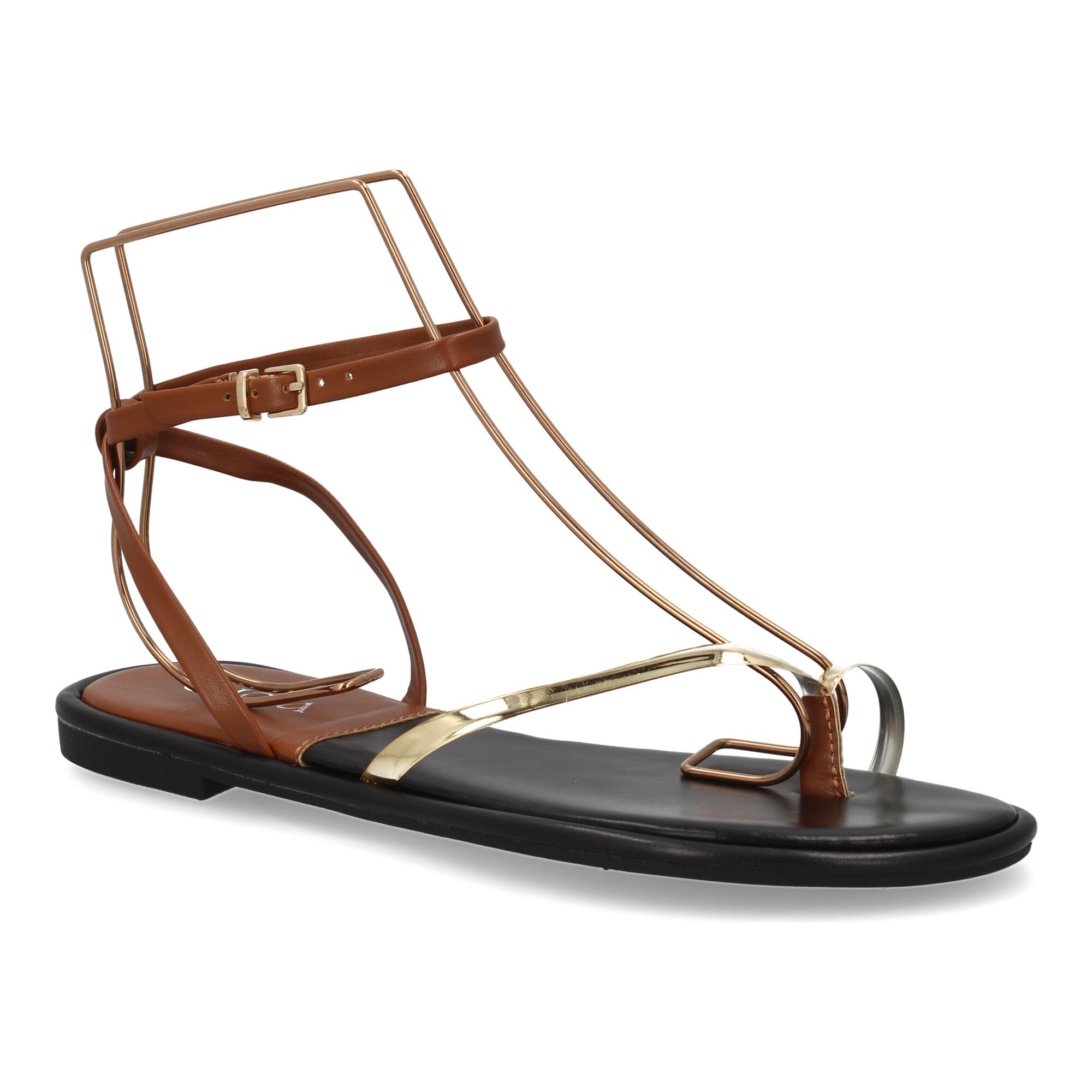 Sandalia plana tiras elegantes mujer