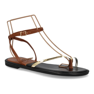 Sandalia plana tiras elegantes mujer