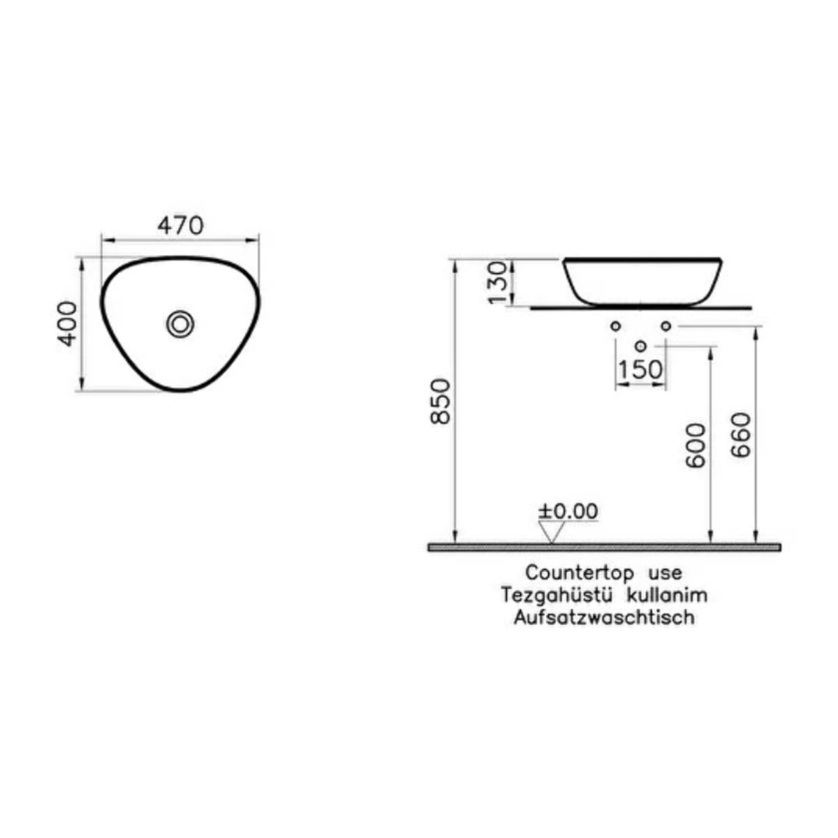 Vasque à poser asymétrique VITRA Plurals blanc mat