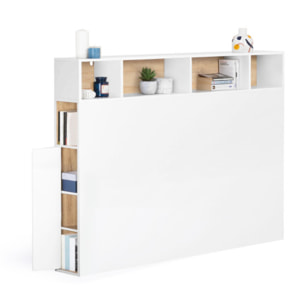 Tête de lit Léo blanche avec rangements 145cm