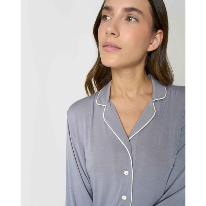 Camicia da notte in maglia di viscosa per donna, blu indaco
