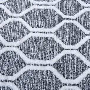 Tapis Turi en relief dessin géométrique, couleur gris et blanc
