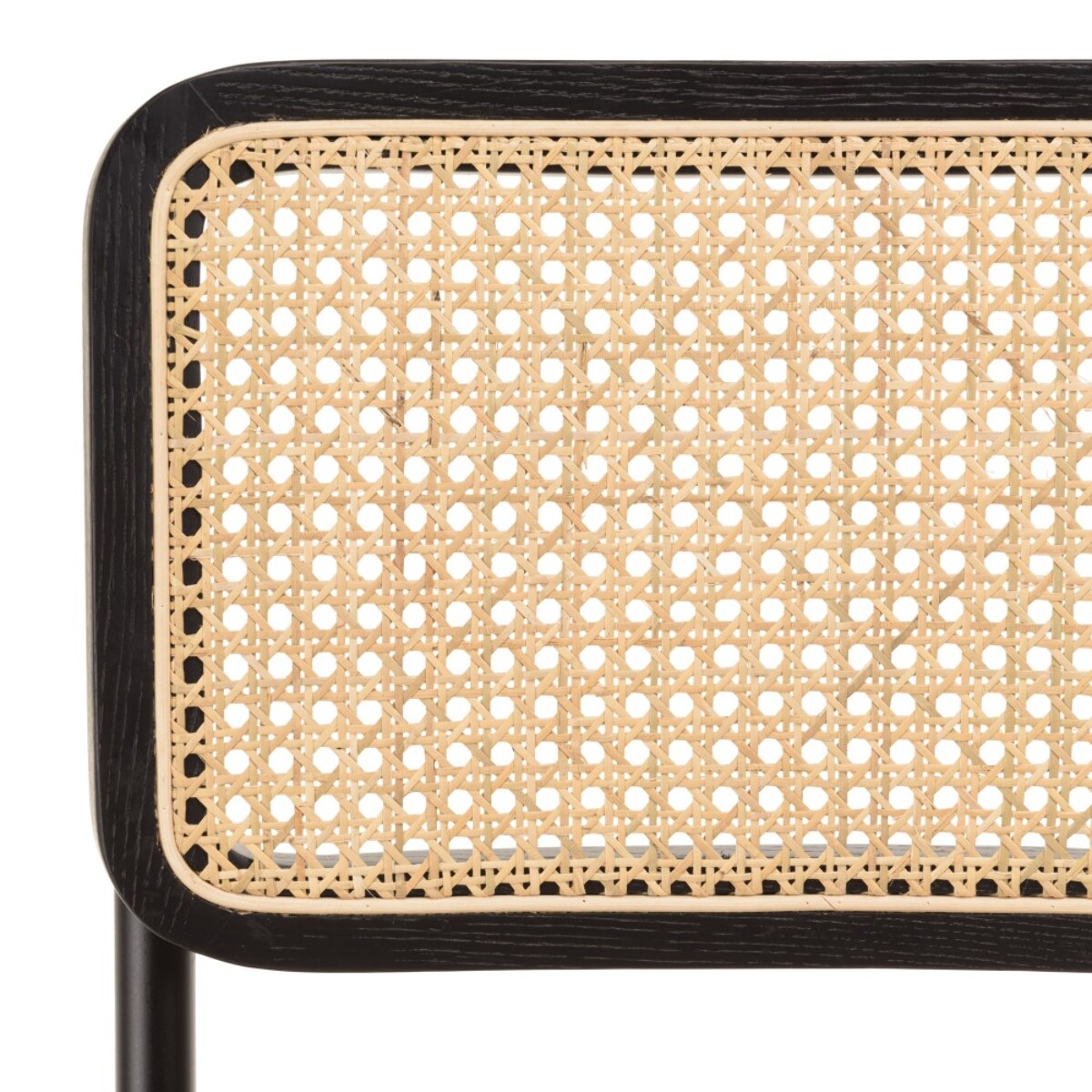PIERRE - Lot de 2 chaises assise bois noir/rotin naturel pieds métal