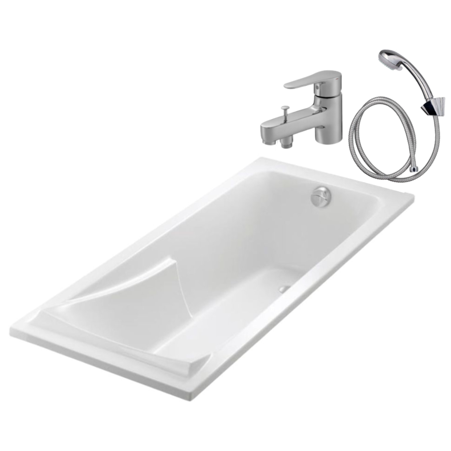 Baignoire Corvette + mitigeur bain douche + set douchette + vidage